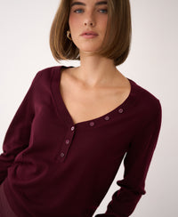 Merino Sweater with Button Detail LA MADELEINE Bordeaux