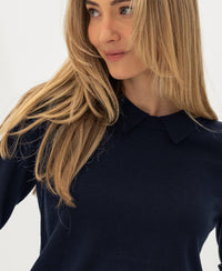 Dark blue PLEIN PUBLIQUE LA MARCEAU merino wool sweater.