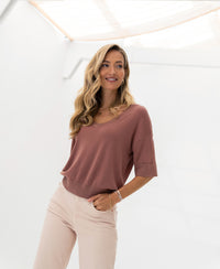 Top met zijde LE MARDY Desert rose