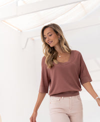 Top met zijde LE MARDY Desert rose