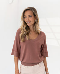 Top met zijde LE MARDY Desert rose