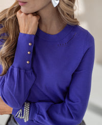 Pullover aus Merinowolle LA MARIS Blau Iris Gold