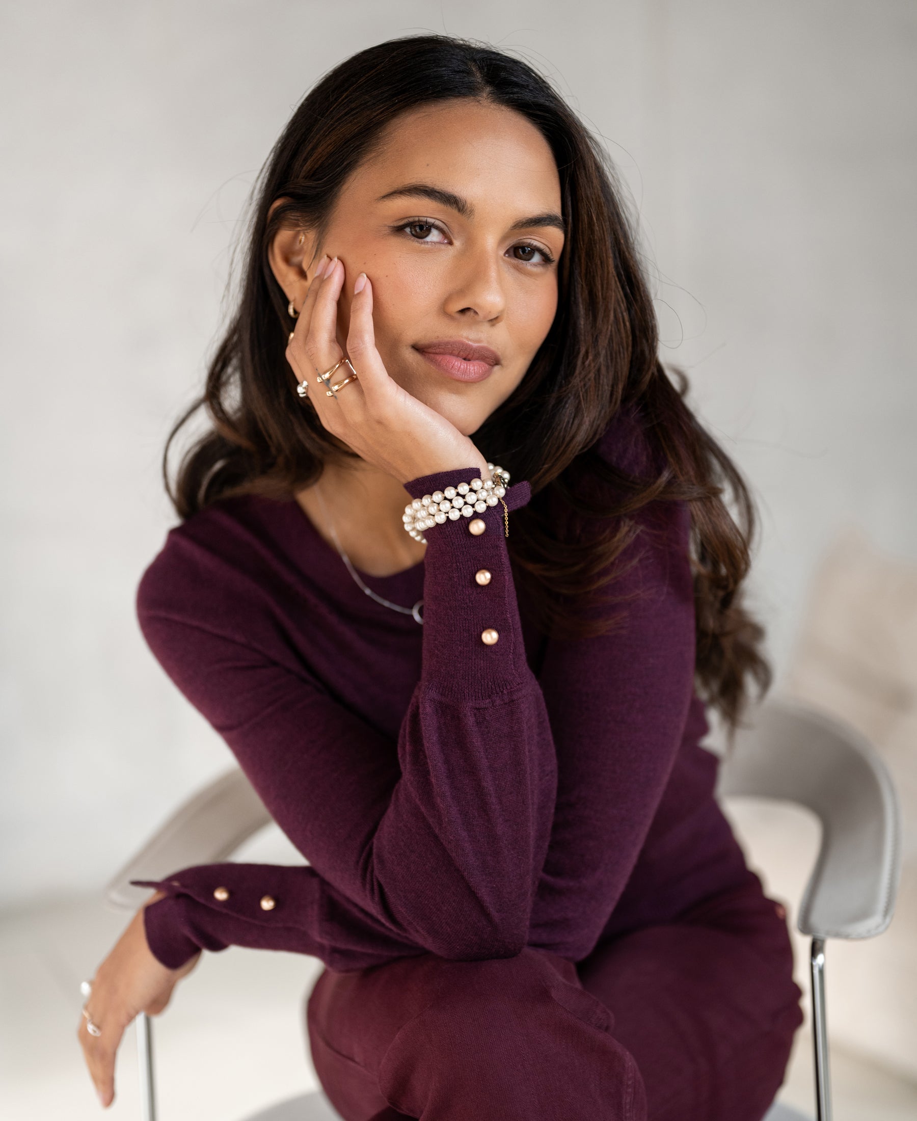 Merinowol trui LA MARIS Wijn-Goud