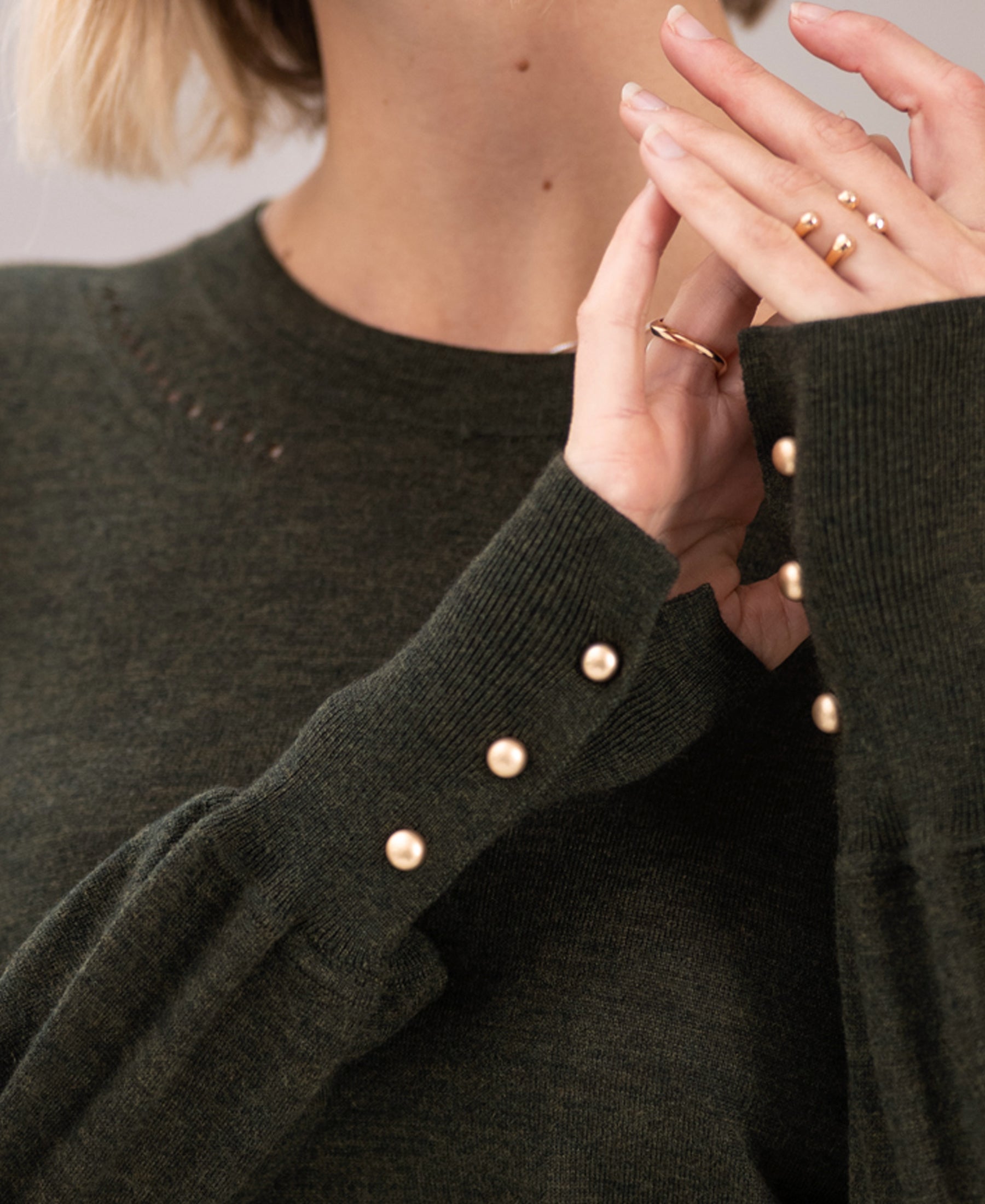 Pullover aus Merinowolle LA MARIS Dunkelgrün - Gold