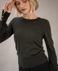 Merino wool sweater LA MARIS Dark green - gold