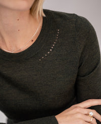 Merino wool sweater LA MARIS Dark green - gold