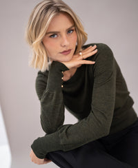 Merino wool sweater LA MARIS Dark green - gold