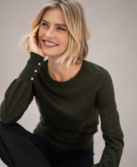 Merino wool sweater LA MARIS Dark green - gold