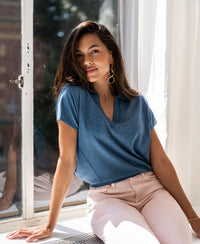 Pullover mit Polokragen LE MARTIN Jeans blau