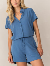 Jersey-Rippshorts LA EMILIA Jeans blau