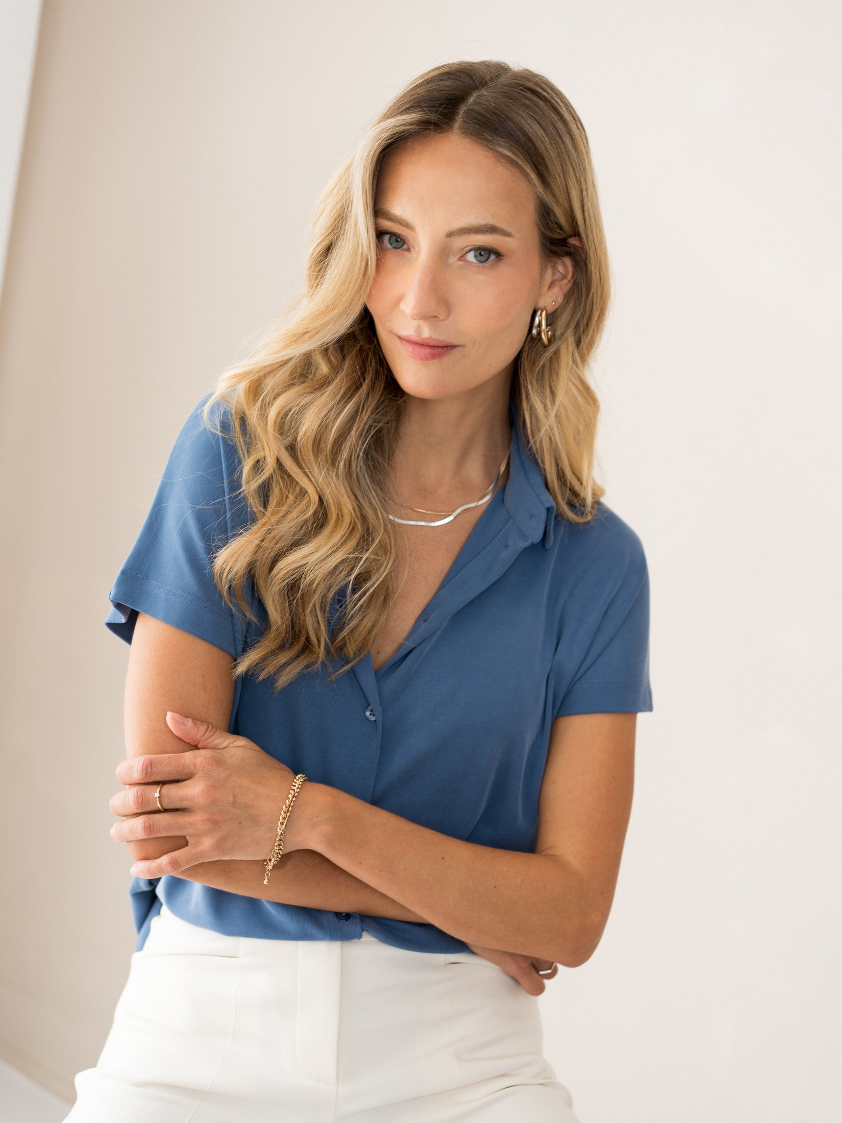 Jersey-Rippbluse MASON Jeans blau