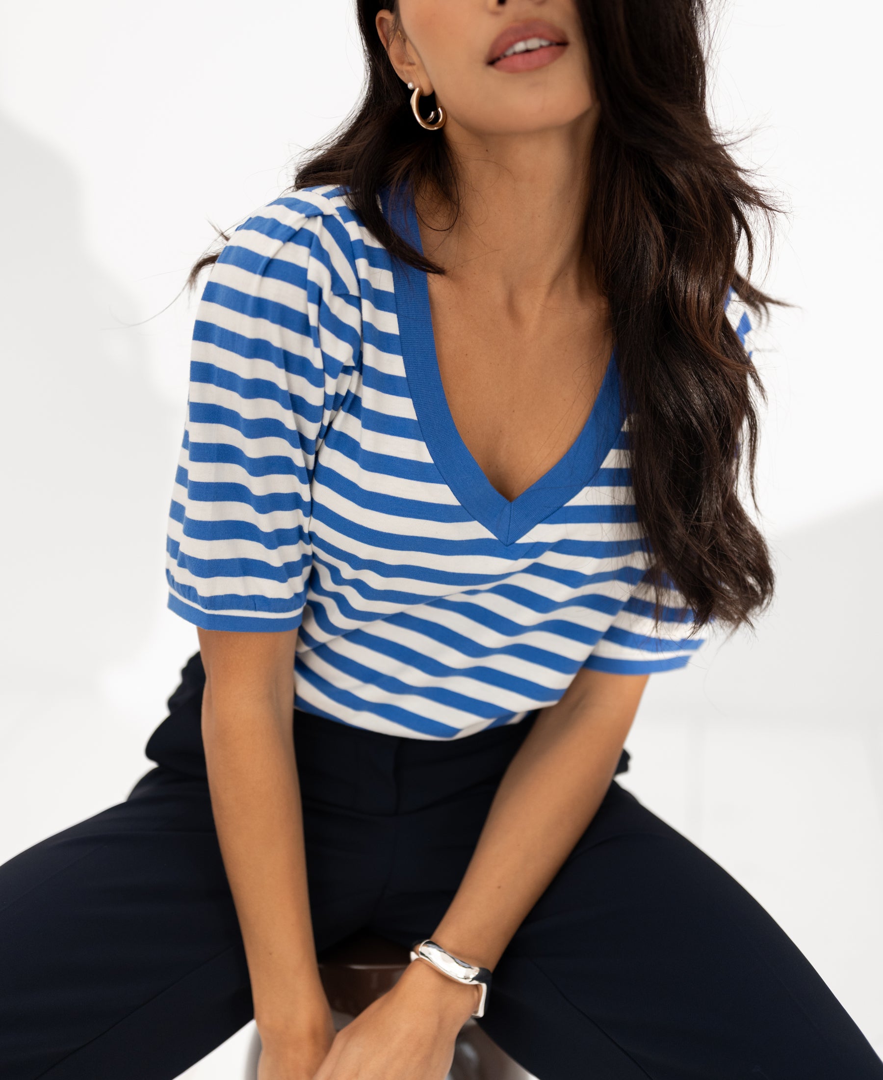 Striped shirt LA CECIL Sand-Black