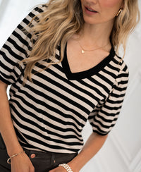 Striped shirt LA CECIL Sand-Black