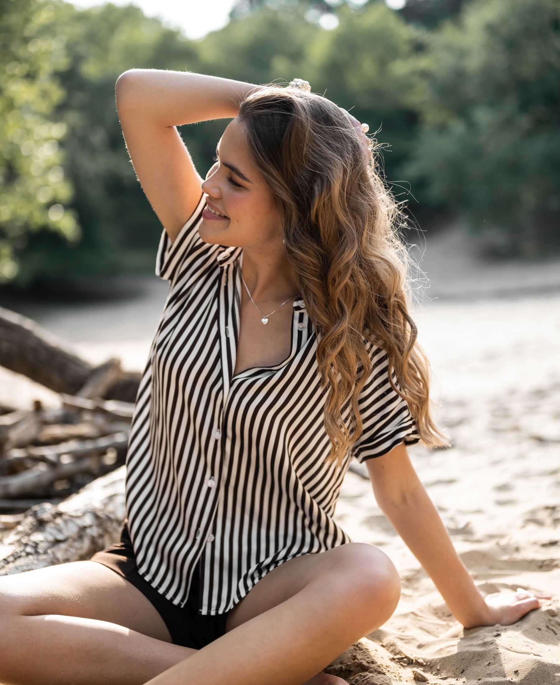 Blouse LA MICHELLE Brown Striped