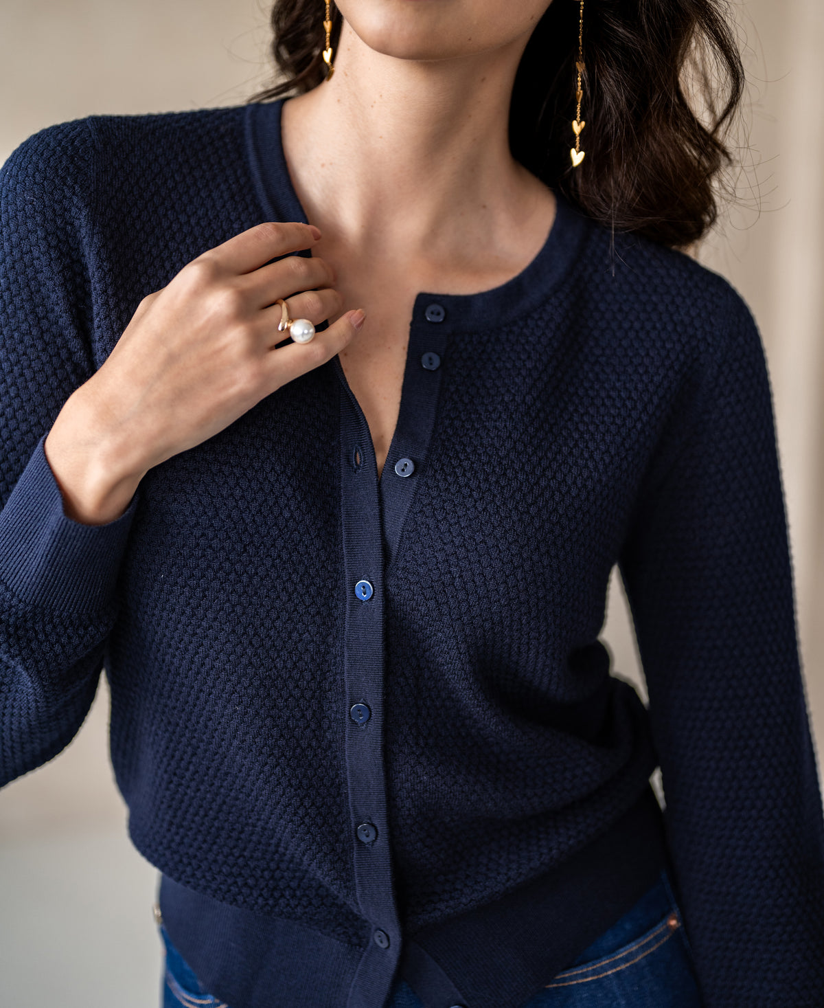 Struktur Strickjacke LA MIKI Dunkelblau