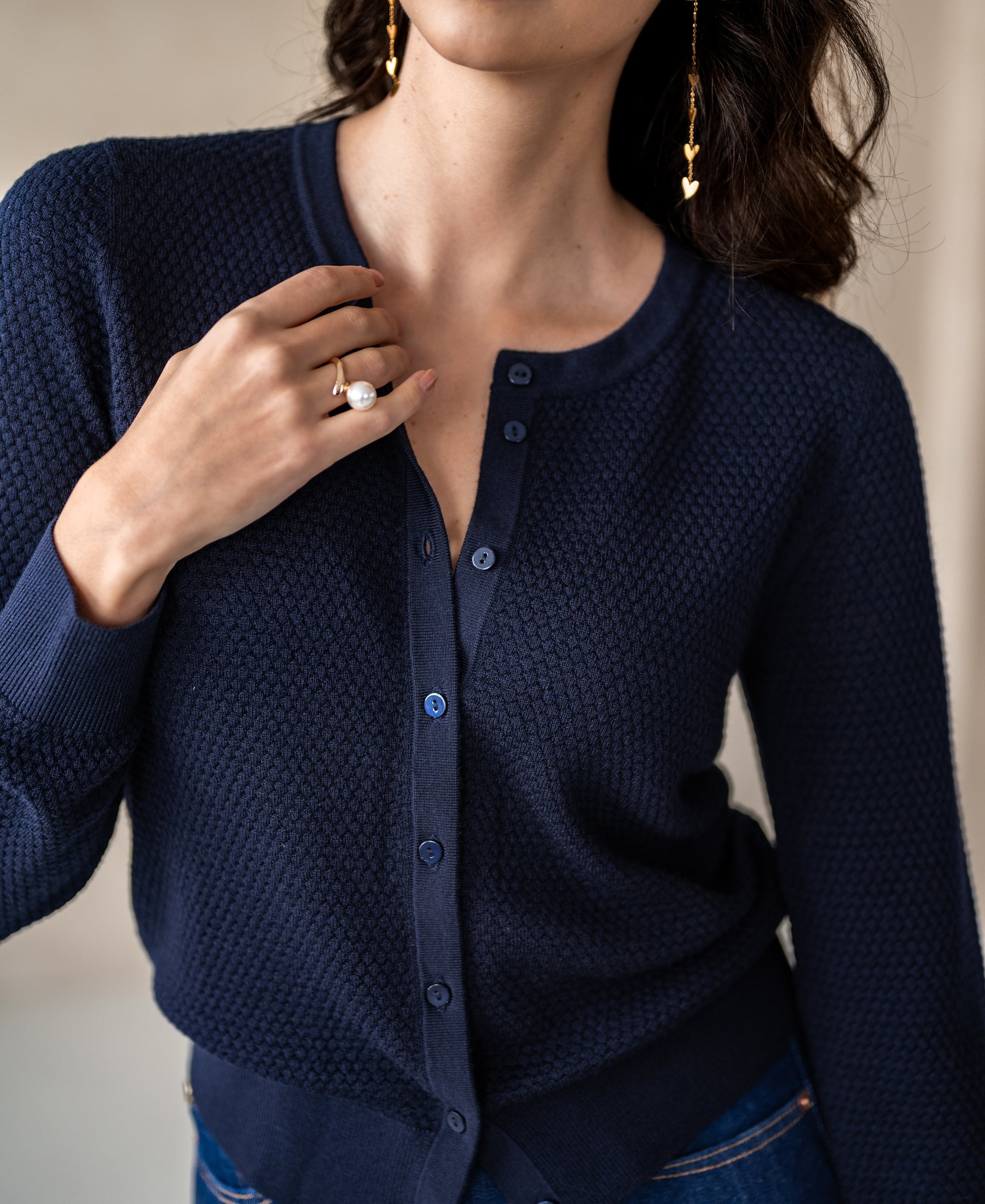 Structuur vestje LA MIKI Donkerblauw