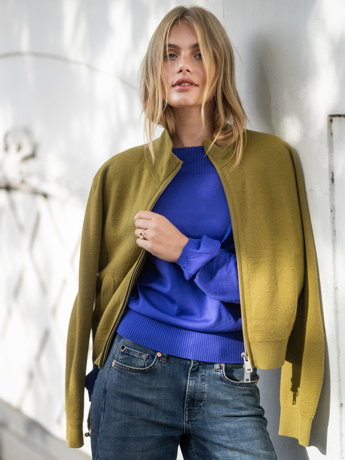Merino-Bomberjacke LA MILA Olivgrün