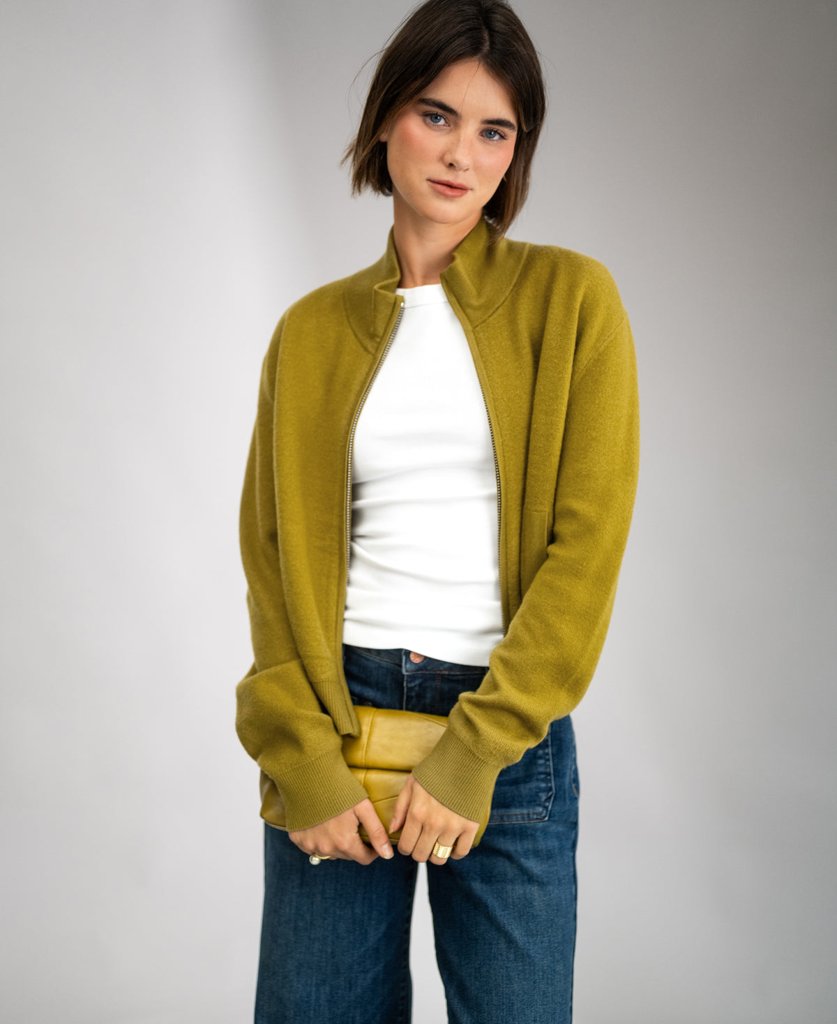 Merino-Bomberjacke LA MILA Olivgrün