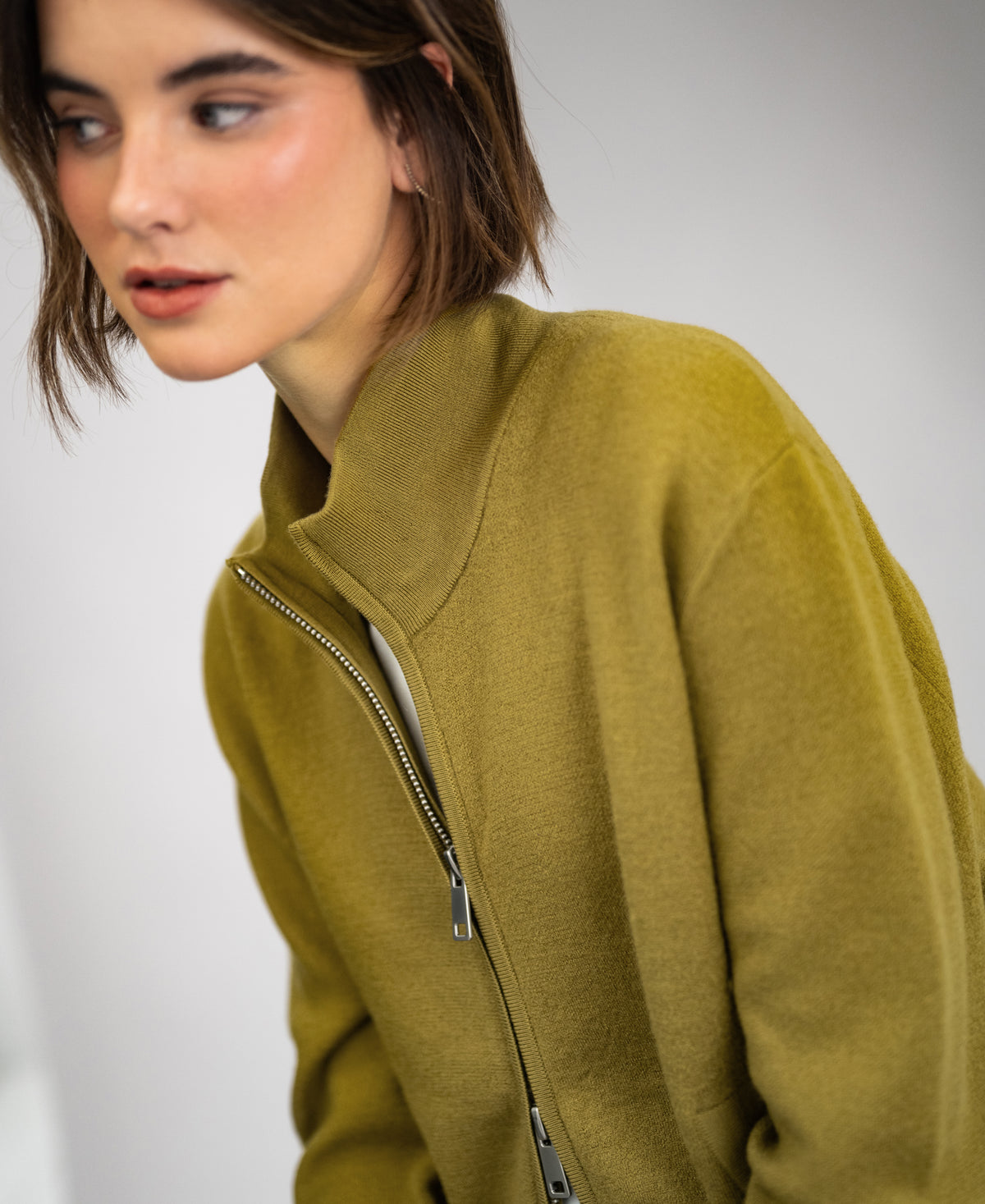Merino-Bomberjacke LA MILA Olivgrün