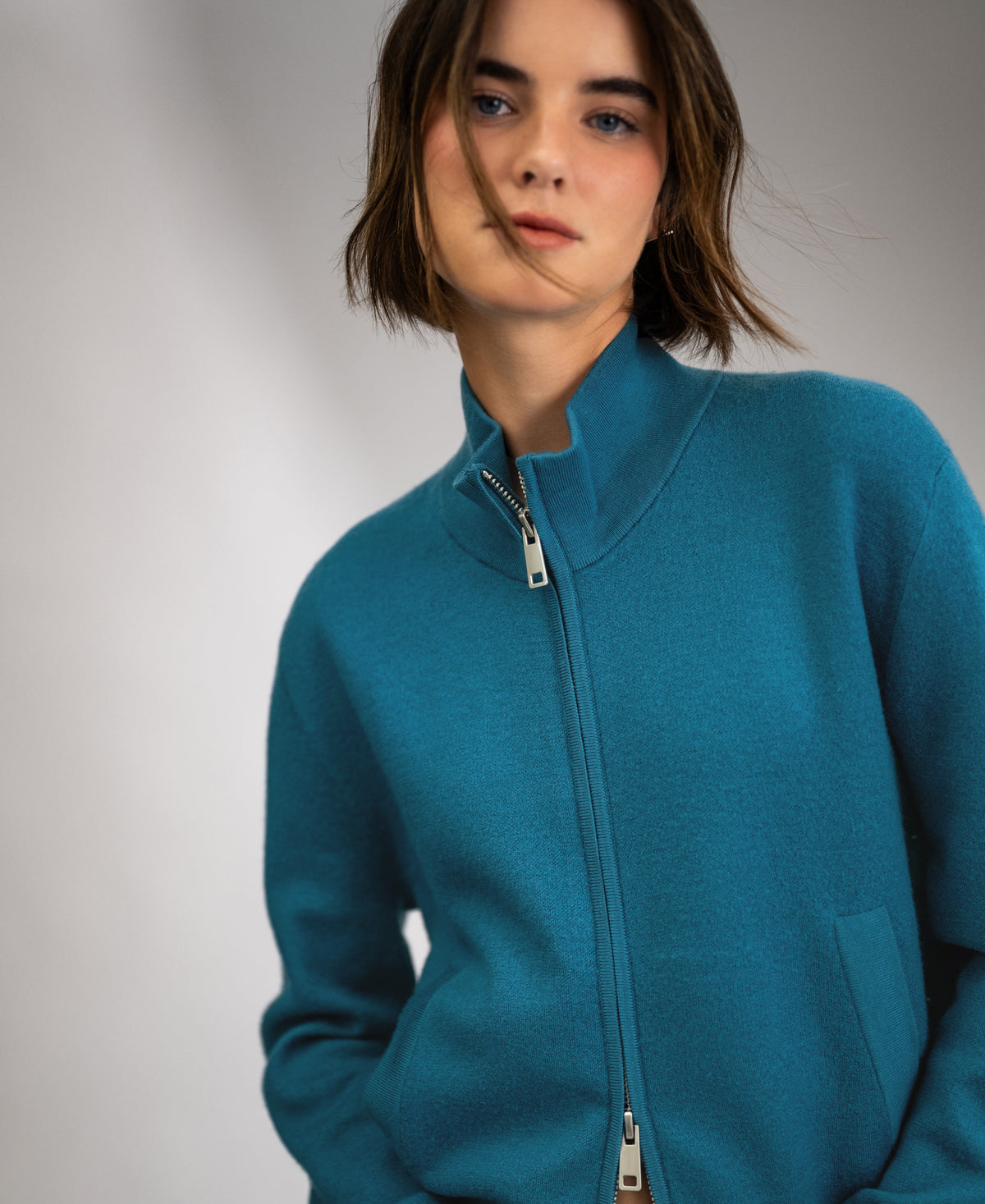 Merino bomber jacket LA MILA Petrol
