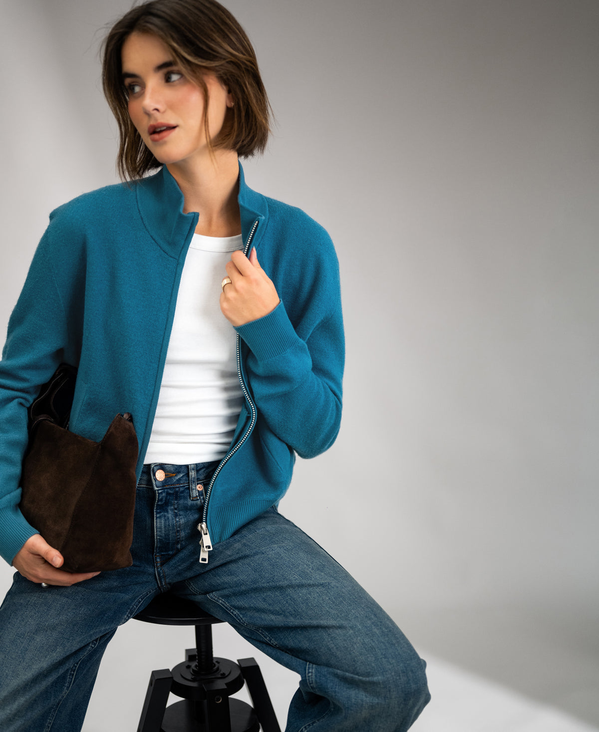 Merino bomber jacket LA MILA Petrol
