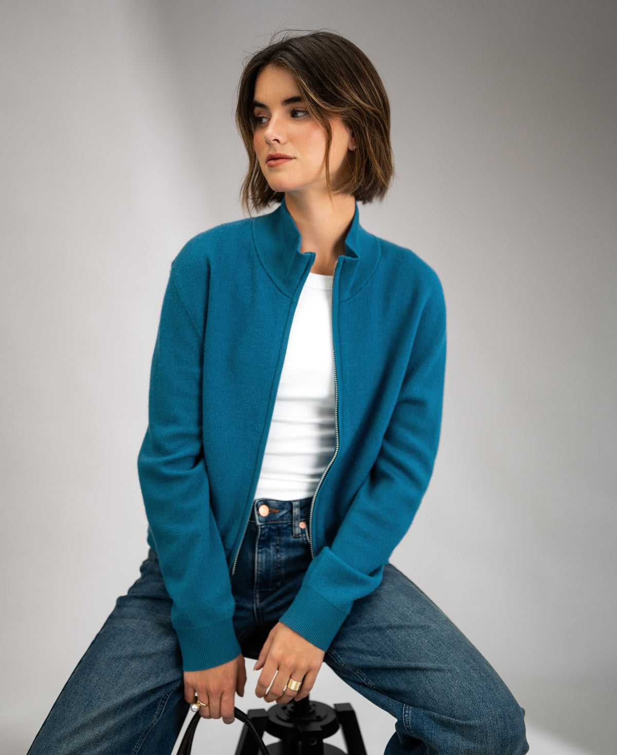 Merino bomber jacket LA MILA Petrol