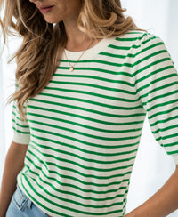 Pullover gestreift LA MILOU Elfenbein-Grün