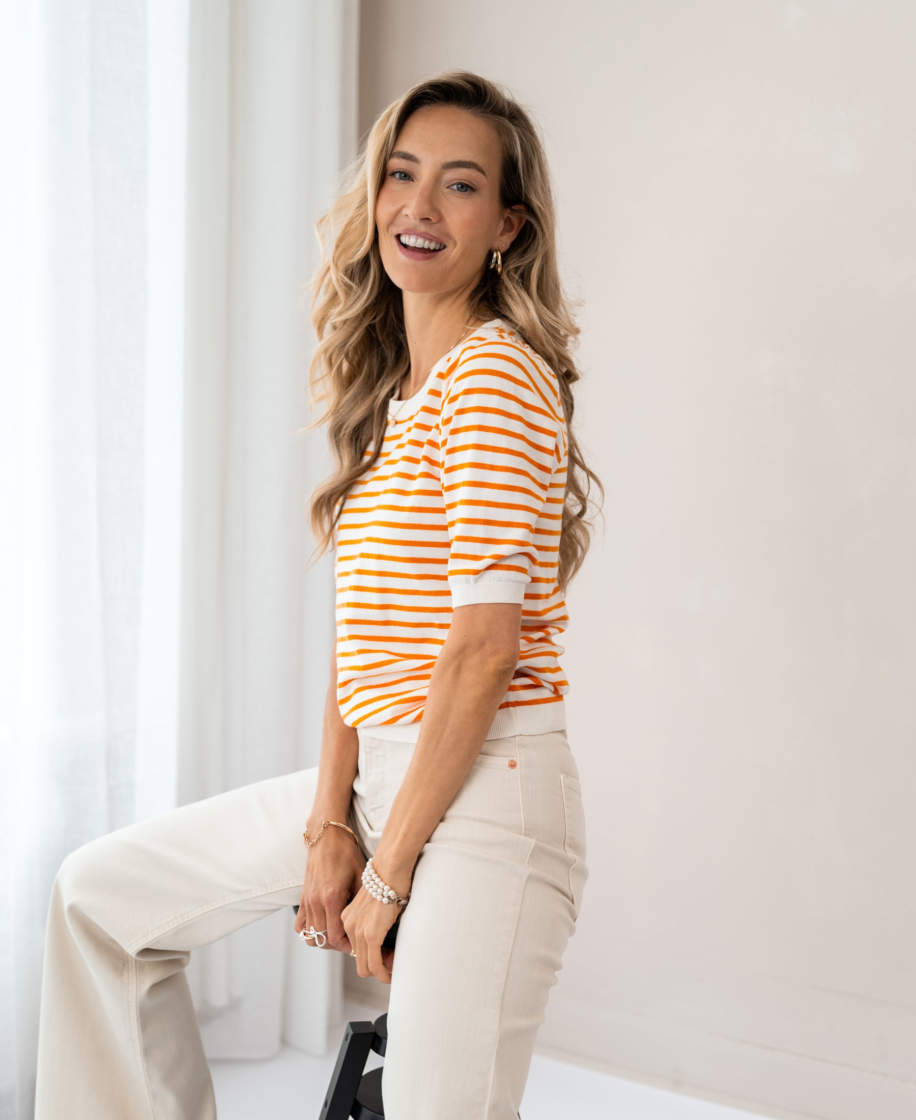 Streepjestrui LA MILOU Ivoor-Oranje