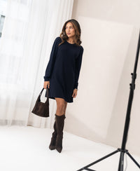 Merino wool dress LA MIMI Dark Blue