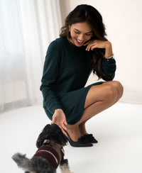 Merino wool dress LA MIMI Dark Green