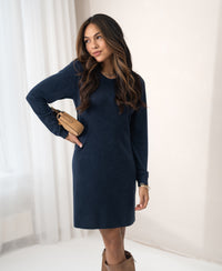 Merino wool dress LA MIMI Denim blue