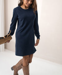 Merino wool dress LA MIMI Denim blue