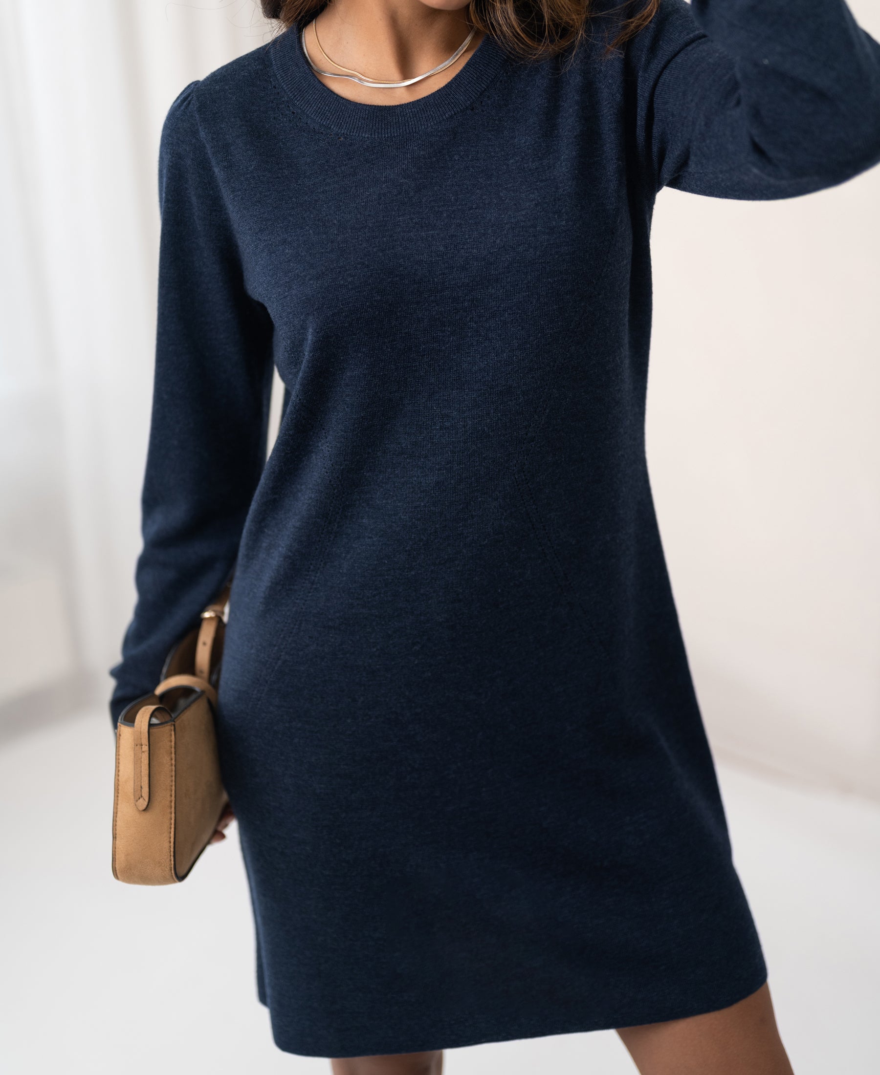 Merino wool dress LA MIMI Denim blue