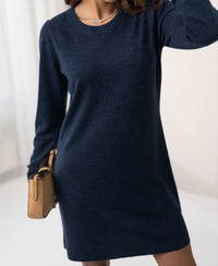 Merino wool dress LA MIMI Denim blue