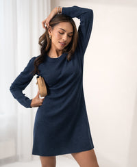 Merino wool dress LA MIMI Denim blue