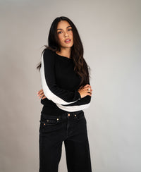 Two-Coloured Merino Sweater LE MIROIR Black - Sand