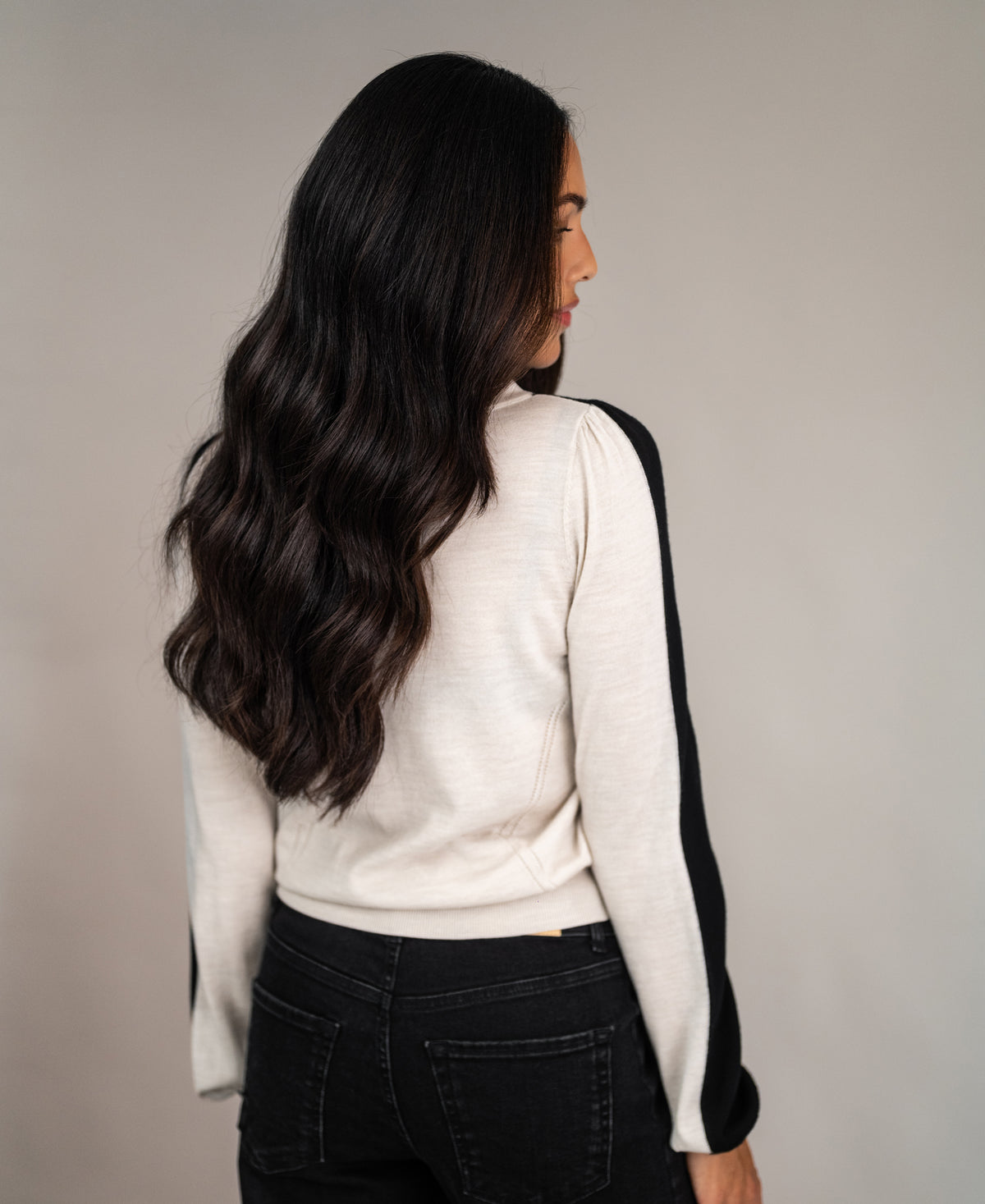 Two-Coloured Merino Sweater LE MIROIR Black - Sand