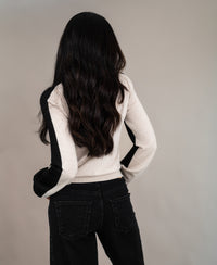 Two-Coloured Merino Sweater LE MIROIR Black - Sand