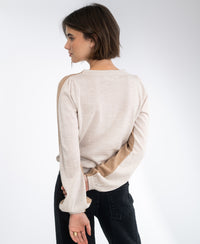 Tweekleurige merinotrui LE MIROIR Soft Camel - Beige