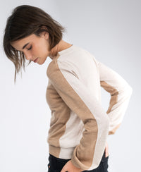 Tweekleurige merinotrui LE MIROIR Soft Camel - Beige