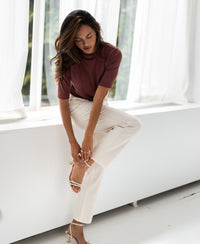 Rippen-Rollkragenpullover LA MIXY Cocoa