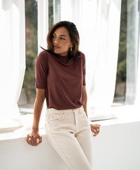 Rippen-Rollkragenpullover LA MIXY Cocoa