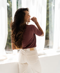 Rippen-Rollkragenpullover LA MIXY Cocoa