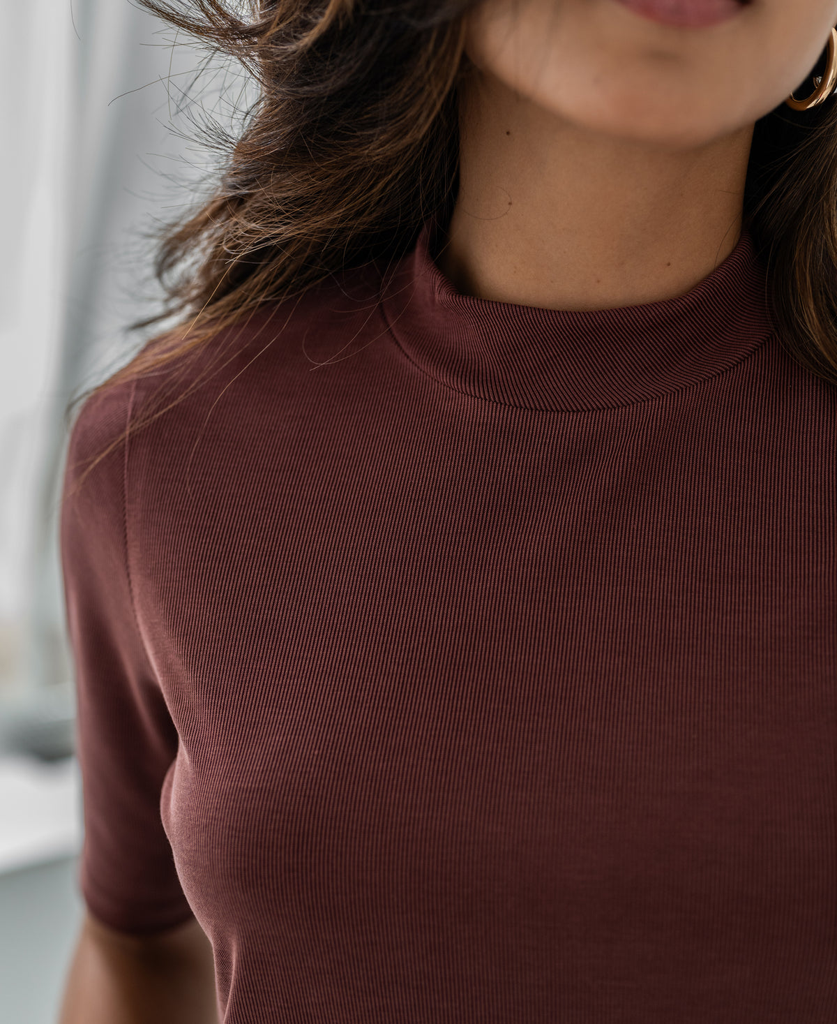 Rippen-Rollkragenpullover LA MIXY Cocoa