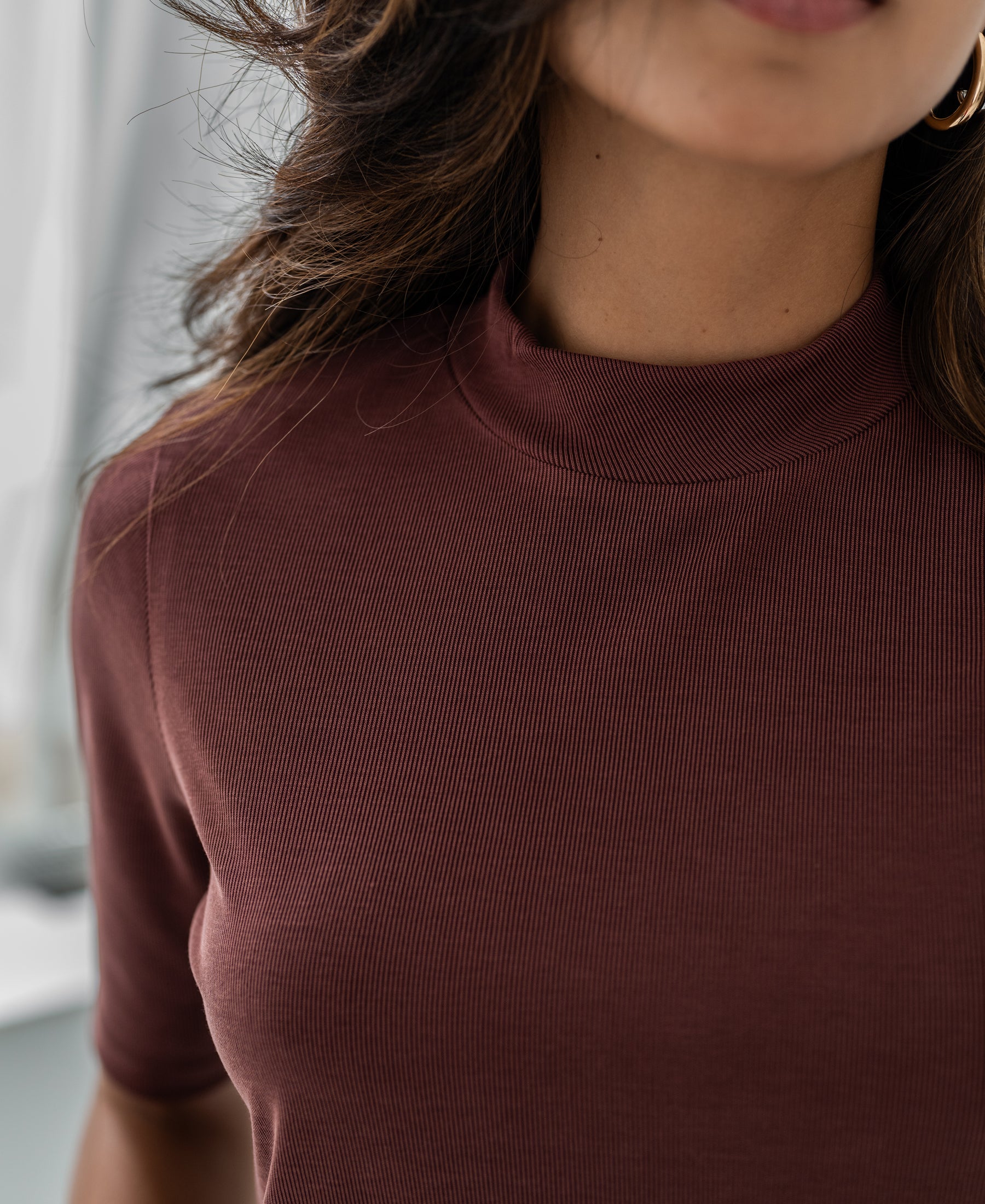 Rippen-Rollkragenpullover LA MIXY Cocoa