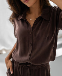 Cupro-Bluse LA MORGANE Kakao