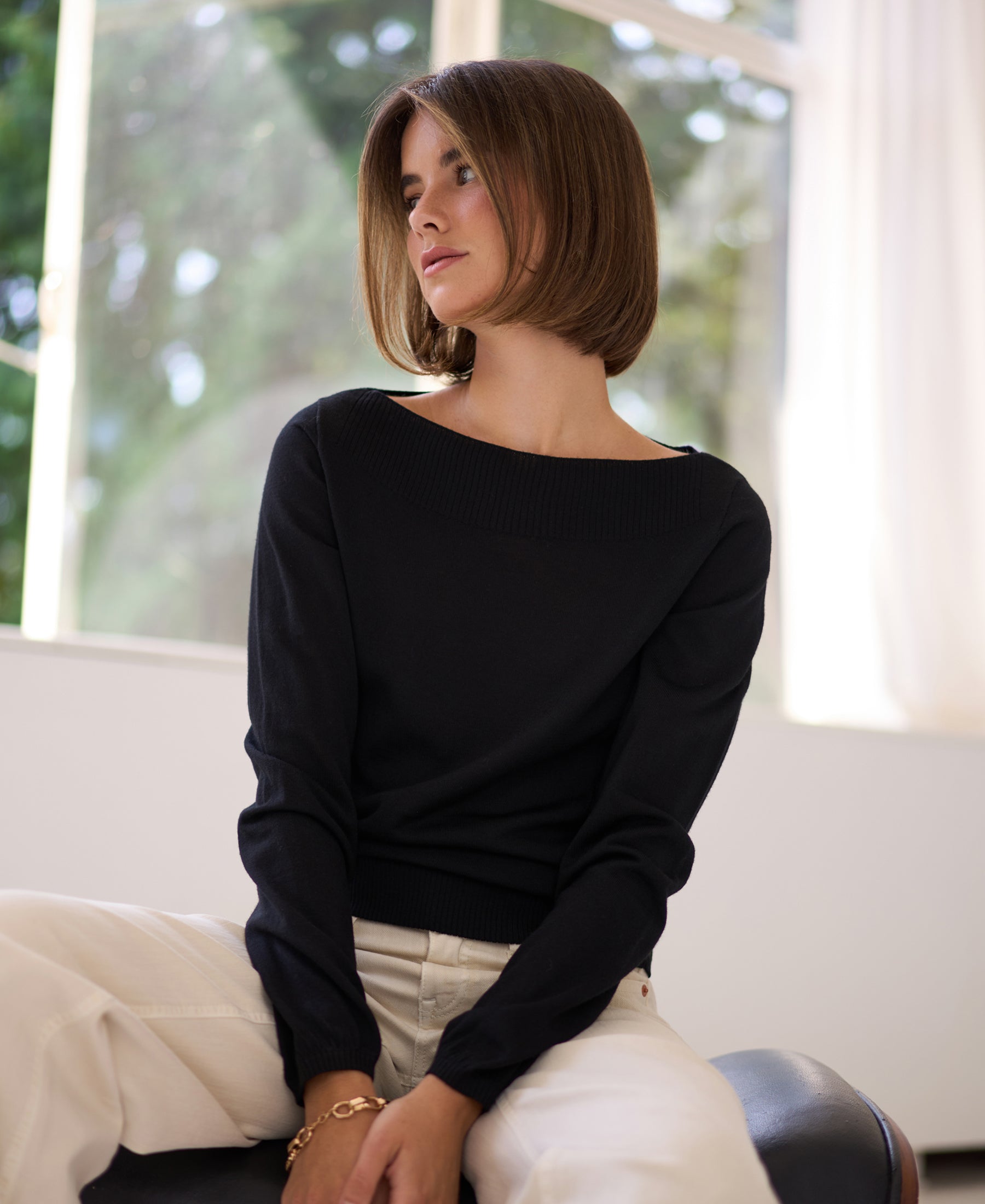 Trui met boothals LA MUSE Zwart