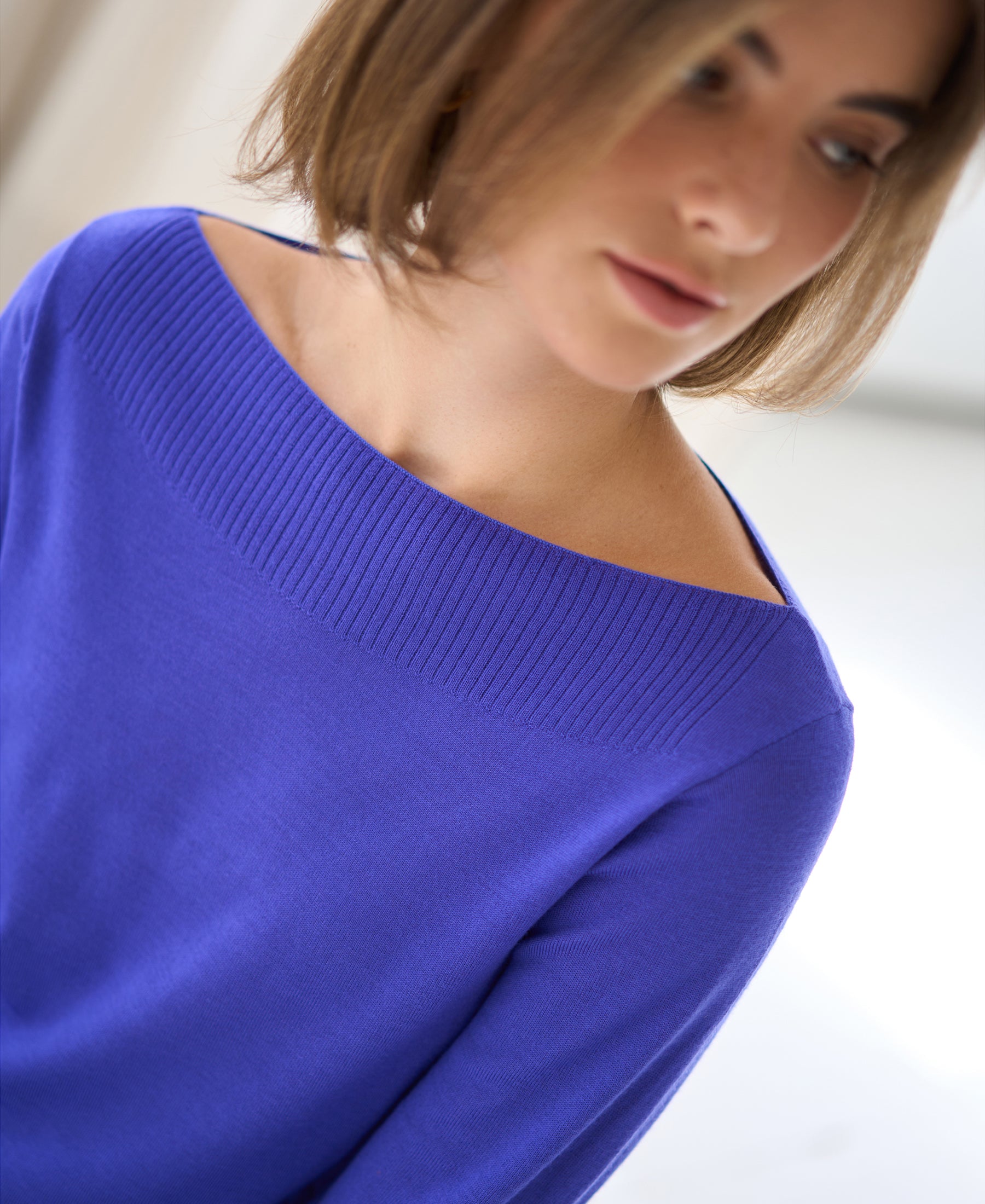 Boatneck Sweater LA MUSE Blue Iris