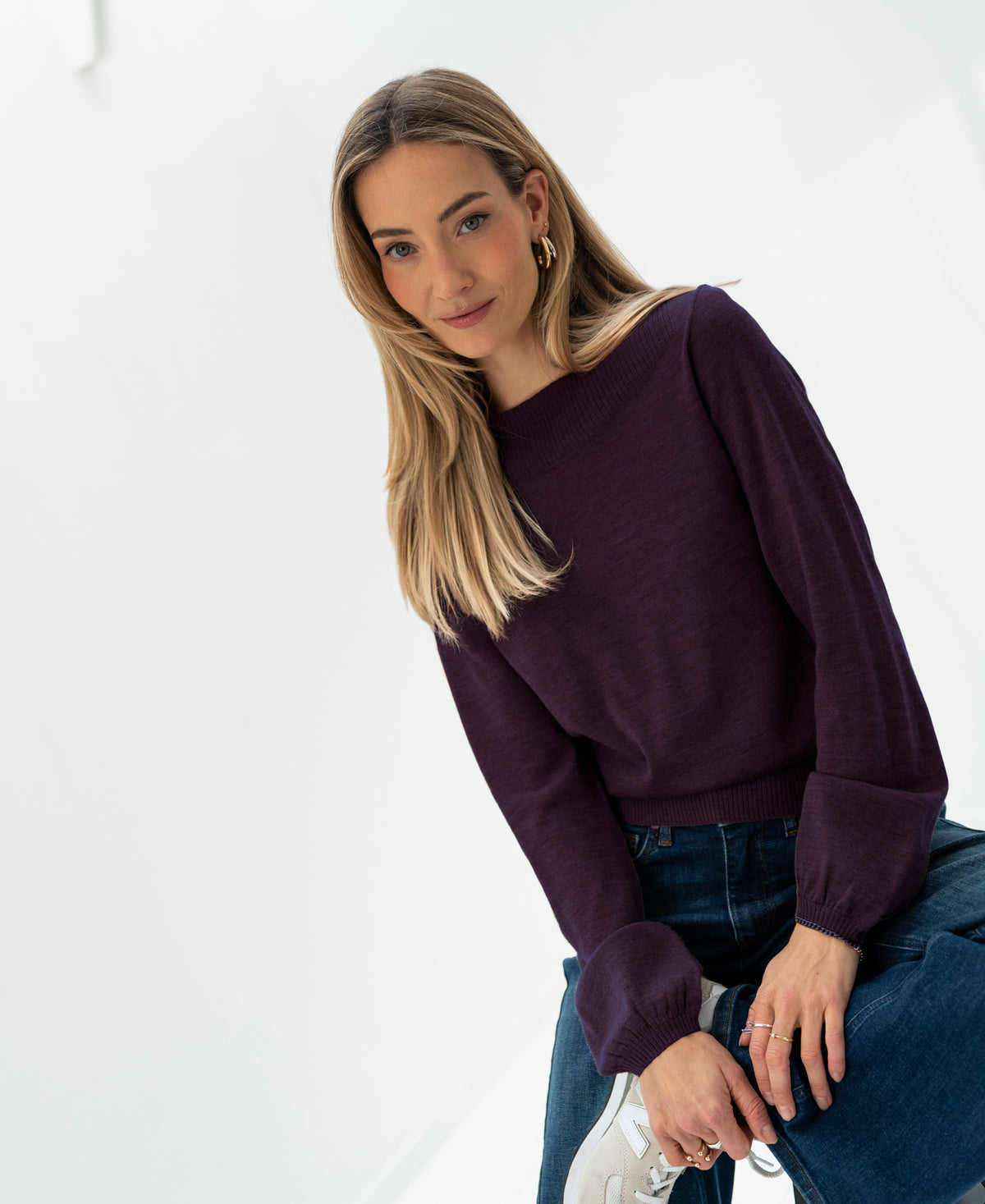 Boatneck Sweater LA MUSE Plum