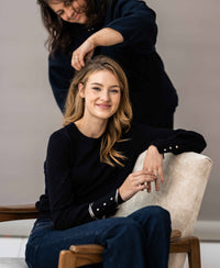 Pullover aus Merinowolle LA MARIS Dunkelblau - Silber